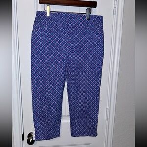 Chico's Blue and Pink Patterned Capris